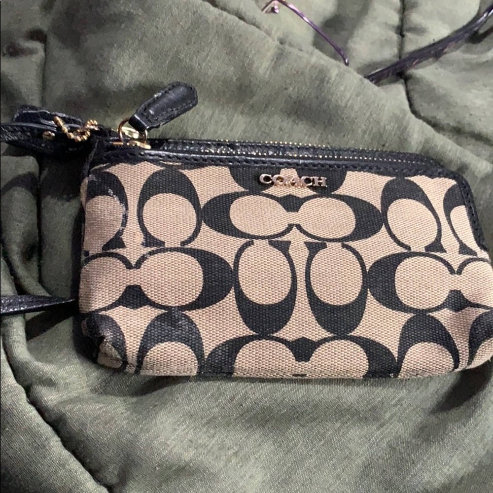 Coach mini double zip wristlet